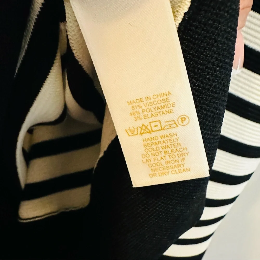 Kate Spade drop waist Scuba dress XXS black ivory stripe fit & flare